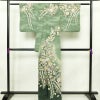 訪問着 良品 辻が花 落款入り 絞り 正絹 花柄 袷仕立て 身丈161.5cm 裄丈67.5cm リサイクル着物 着物 結婚式 パーティー フォーマル 華やか 緑・うぐいす色_画像2