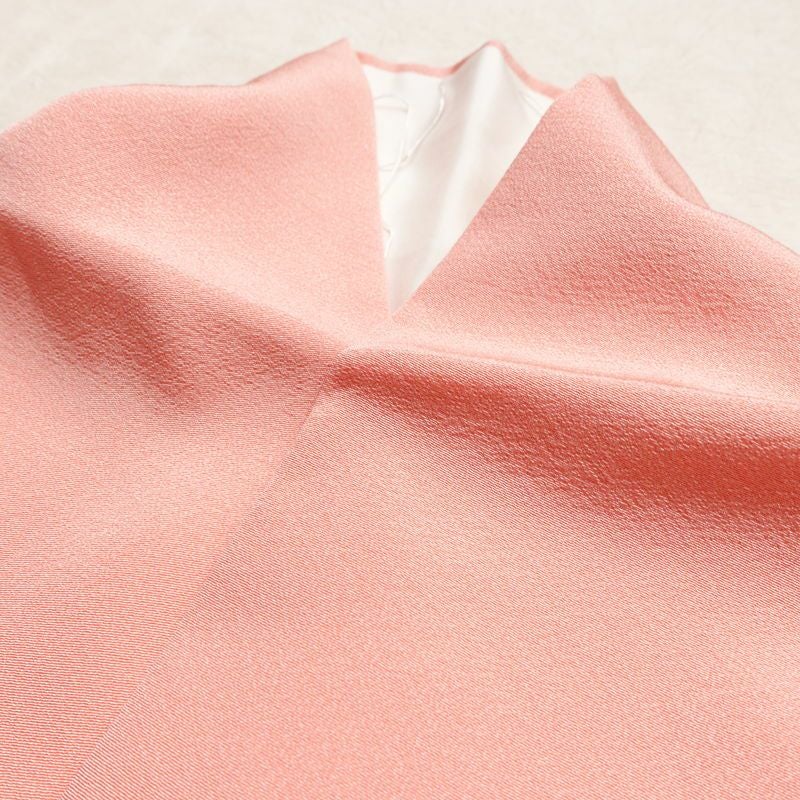 色無地 美品 しつけ糸付き 縮緬 一つ紋付き 正絹 無地 袷仕立て 身丈165.5cm 裄丈66.5cm リサイクル着物 着物 お茶会 フォーマル シンプル ピンク_画像17