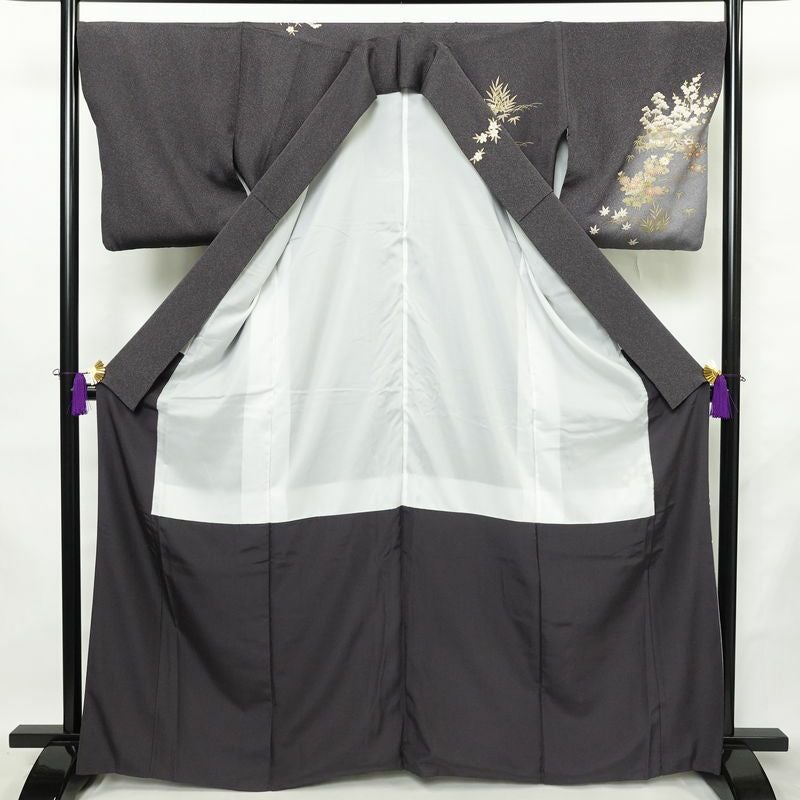 訪問着 良品 金駒刺繍 正絹 風景柄 袷仕立て 身丈166cm 裄丈68cm リサイクル着物 着物 箔 金彩 入学式 卒業式 七五三 お宮参り フォーマル 上品 紫・藤色_画像3