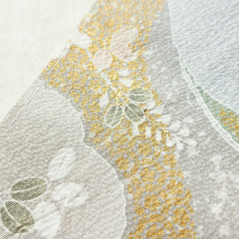 訪問着 良品 しつけ糸付き 縮緬 正絹 古典柄 袷仕立て 絞り 身丈163.5cm 裄丈67cm リサイクル着物 着物 箔 共八掛 入学式 卒業式 結婚式 七五三 お宮参り フォーマル 青・紺_画像9