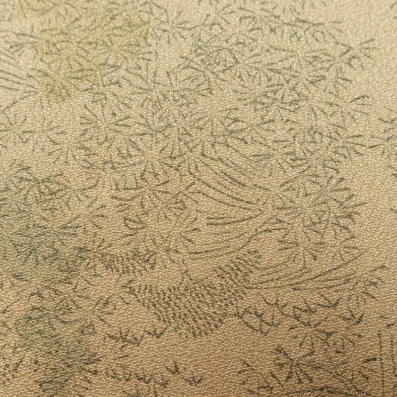 小紋 正絹 風景柄 袷仕立て 身丈147cm 裄丈61.5cm リサイクル着物 着物 ベージュ_画像7