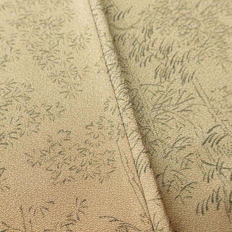 小紋 正絹 風景柄 袷仕立て 身丈147cm 裄丈61.5cm リサイクル着物 着物 ベージュ_画像10