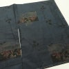大島紬 古代染色 純泥染 良品 証紙あり しつけ糸付き 正絹 花柄 袷仕立て 身丈159cm 裄丈63cm リサイクル着物 着物 青・紺_画像13