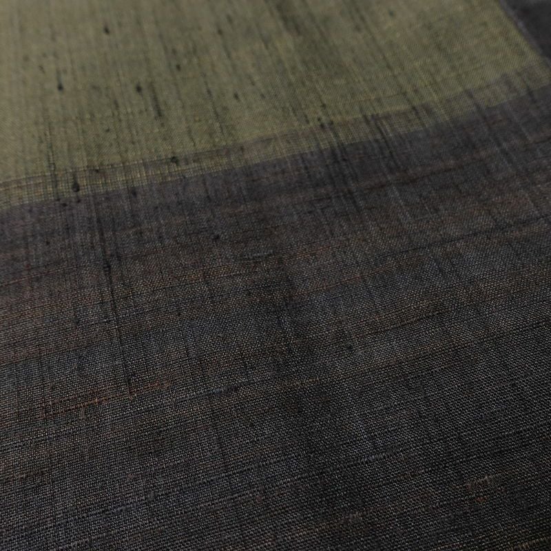 紬 正絹 縞柄・線柄 袷仕立て 身丈152.5cm 裄丈62cm リサイクル着物 着物 モダン 緑・うぐいす色_画像9