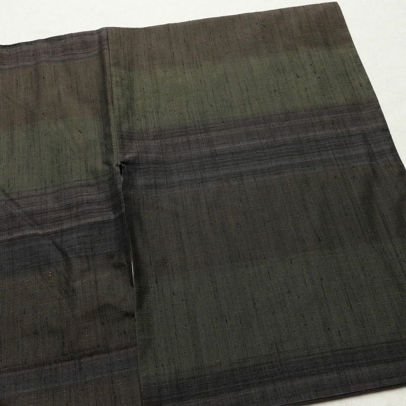 紬 正絹 縞柄・線柄 袷仕立て 身丈152.5cm 裄丈62cm リサイクル着物 着物 モダン 緑・うぐいす色_画像13