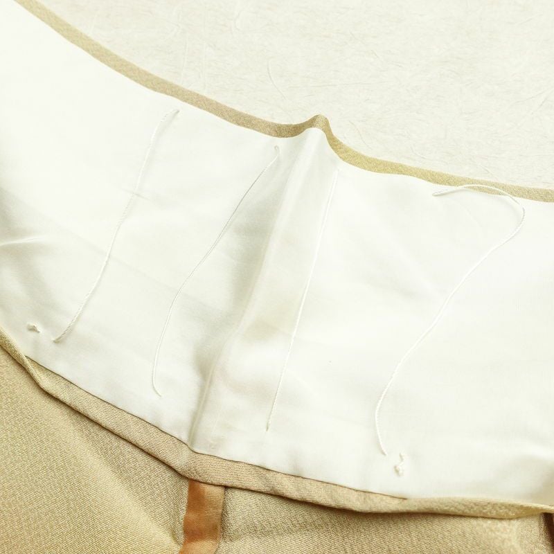 単衣 付下 一つ紋付き 正絹 木の葉・植物柄 単衣仕立て 身丈159cm 裄丈64cm リサイクル着物 着物 ぼかし シンプル ベージュ_画像21