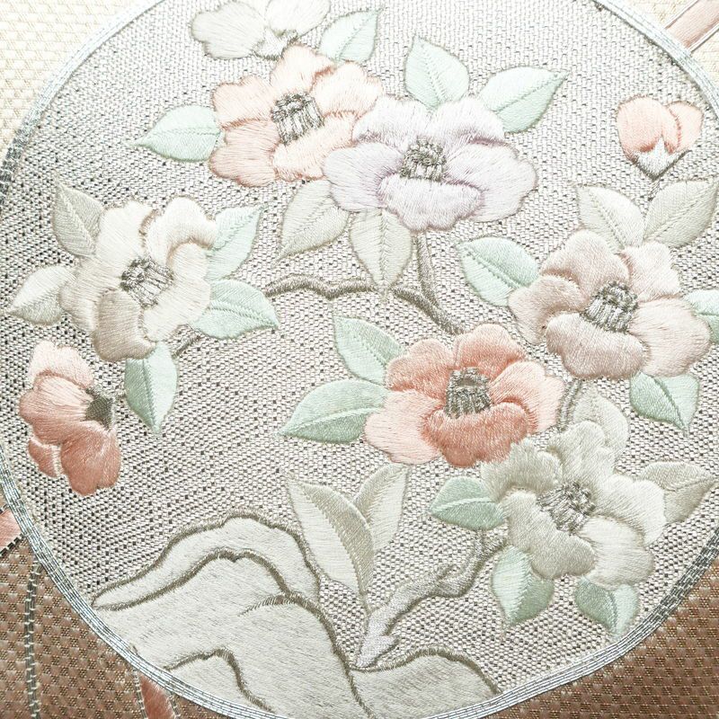 名古屋帯 太鼓柄 銀駒刺繍 正絹 花柄 名古屋仕立て 銀糸 刺繍 ピンク_画像3