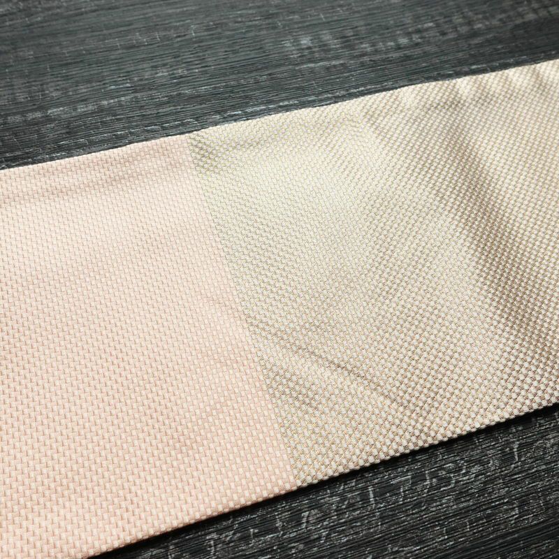 名古屋帯 太鼓柄 銀駒刺繍 正絹 花柄 名古屋仕立て 銀糸 刺繍 ピンク_画像13