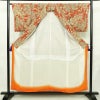 小紋 縮緬 正絹 花柄 袷仕立て 身丈154cm 裄丈65cm リサイクル着物 着物 橙_画像3