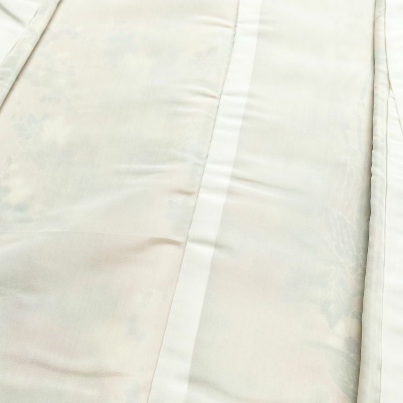 小紋 縮緬 正絹 花柄 袷仕立て 身丈154cm 裄丈65cm リサイクル着物 着物 橙_画像16