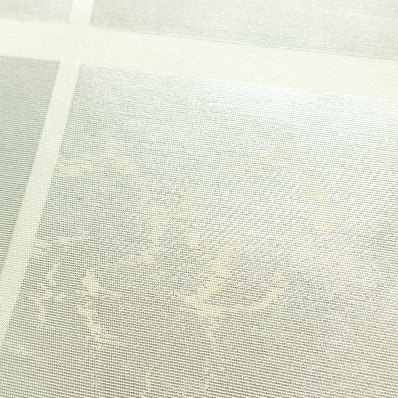 名古屋帯 六通柄 正絹 チェック・格子柄 名古屋仕立て なごや帯 リサイクル帯 帯 箔 クリーム 白_画像4