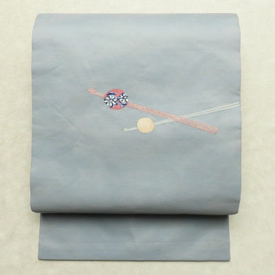 名古屋帯 太鼓柄 正絹 その他の柄 名古屋仕立て なごや帯 リサイクル帯 帯 シンプル おしゃれ かんざし 簪 青・紺