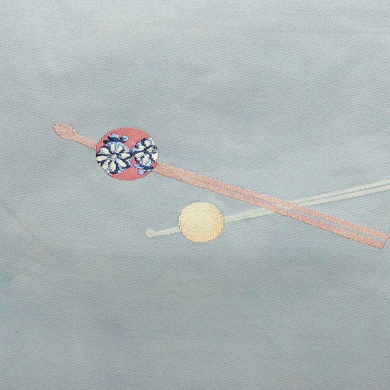 名古屋帯 太鼓柄 正絹 その他の柄 名古屋仕立て なごや帯 リサイクル帯 帯 シンプル おしゃれ かんざし 簪 青・紺_画像2