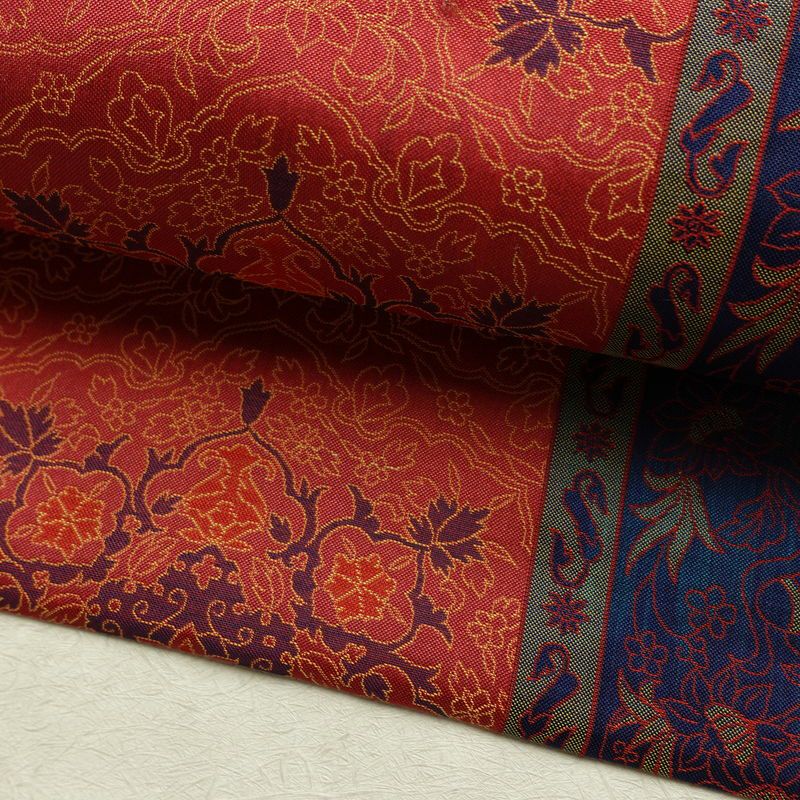 名古屋帯 全通柄 正絹 幾何学柄・抽象柄 名古屋仕立て なごや帯 リサイクル帯 帯 多色使い_画像8