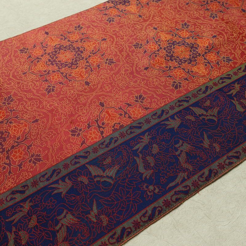 名古屋帯 全通柄 正絹 幾何学柄・抽象柄 名古屋仕立て なごや帯 リサイクル帯 帯 多色使い_画像12