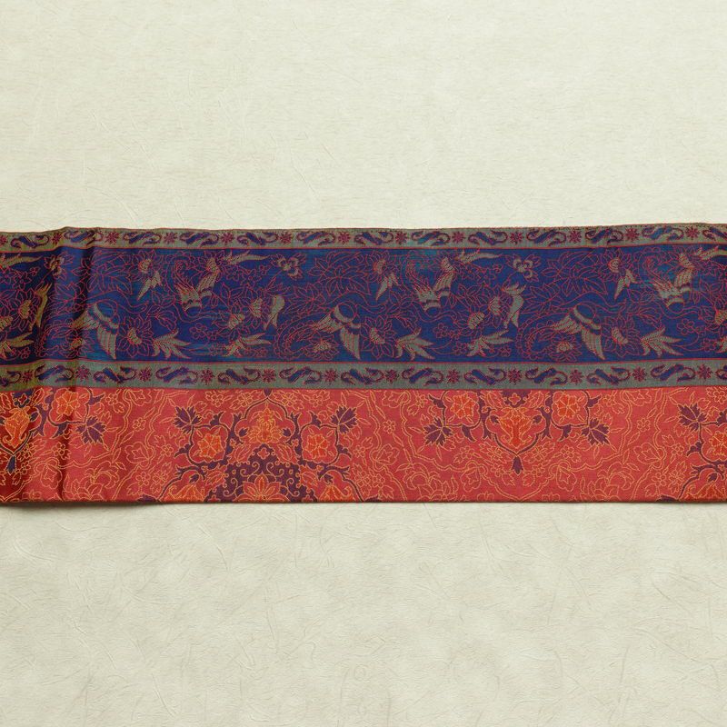 名古屋帯 全通柄 正絹 幾何学柄・抽象柄 名古屋仕立て なごや帯 リサイクル帯 帯 多色使い_画像15