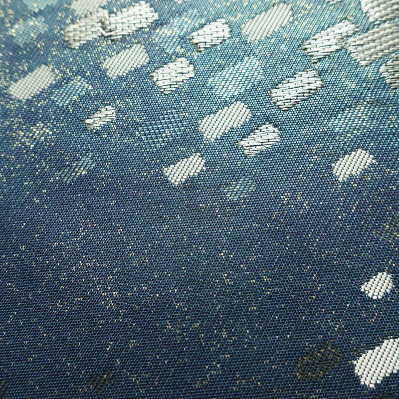 名古屋帯 太鼓柄 正絹 幾何学柄・抽象柄 名古屋仕立て なごや帯 リサイクル帯 帯 箔 おしゃれ 青・紺_画像7