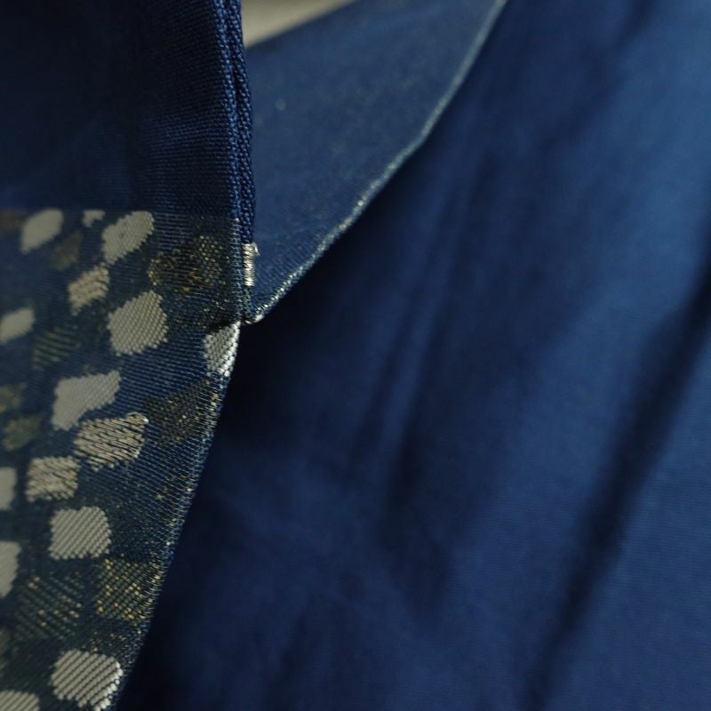 名古屋帯 太鼓柄 正絹 幾何学柄・抽象柄 名古屋仕立て なごや帯 リサイクル帯 帯 箔 おしゃれ 青・紺_画像20