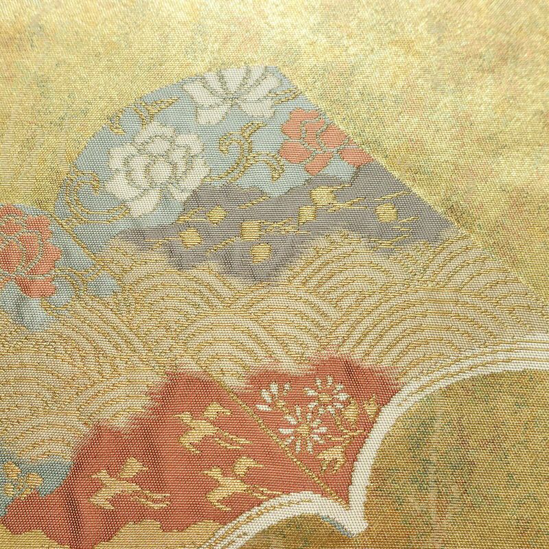 名古屋帯 太鼓柄 青銅箔 正絹 古典柄 名古屋仕立て なごや帯 リサイクル帯 帯 箔 金・銀_画像3