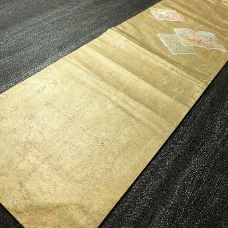 名古屋帯 太鼓柄 青銅箔 正絹 古典柄 名古屋仕立て なごや帯 リサイクル帯 帯 箔 金・銀_画像11