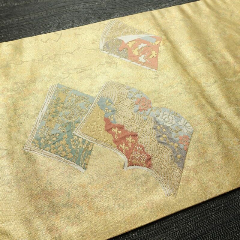 名古屋帯 太鼓柄 青銅箔 正絹 古典柄 名古屋仕立て なごや帯 リサイクル帯 帯 箔 金・銀_画像15