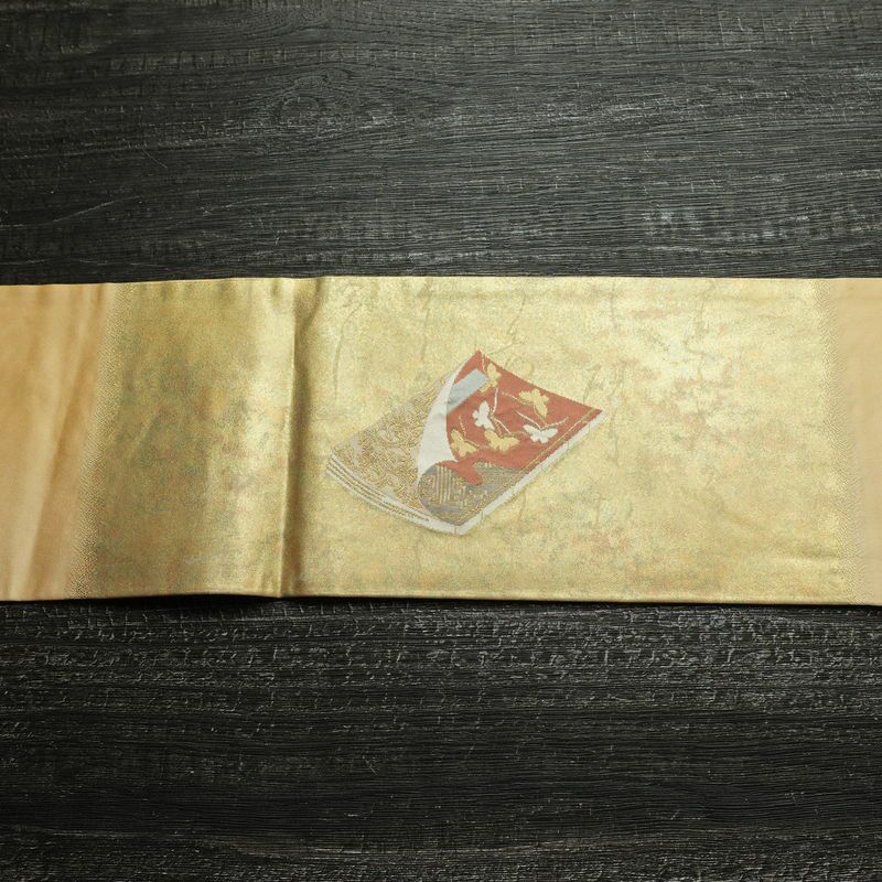 名古屋帯 太鼓柄 青銅箔 正絹 古典柄 名古屋仕立て なごや帯 リサイクル帯 帯 箔 金・銀_画像17