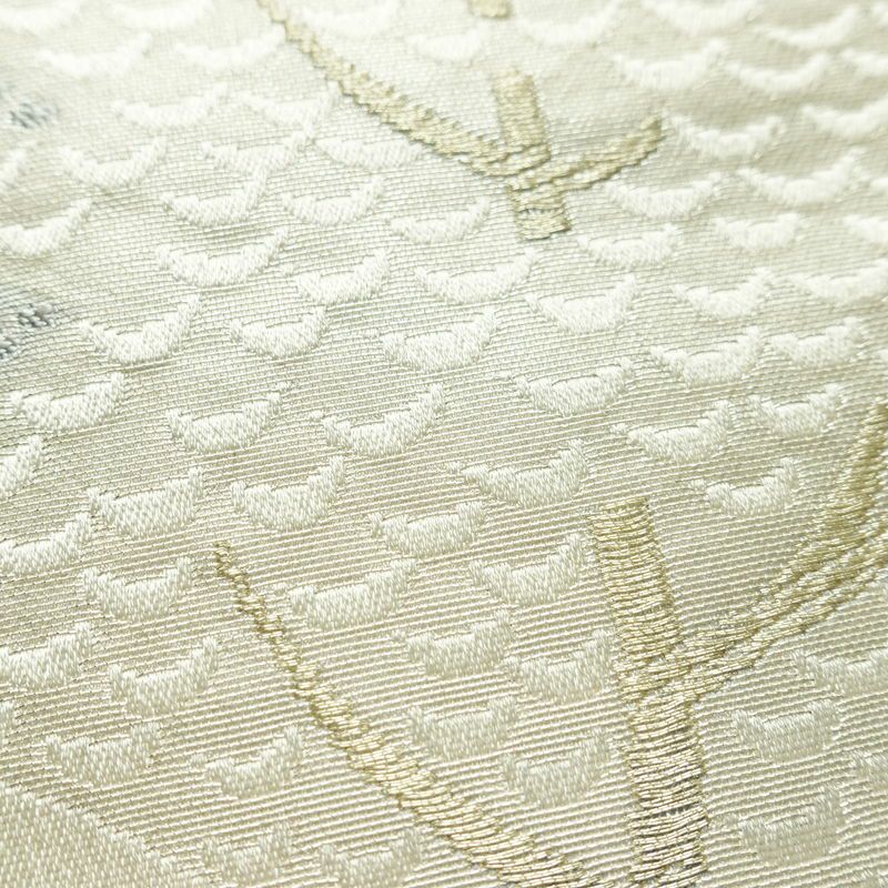 名古屋帯 六通柄 正絹 風景柄 通し仕立て なごや帯 リサイクル帯 帯 多色使い_画像8