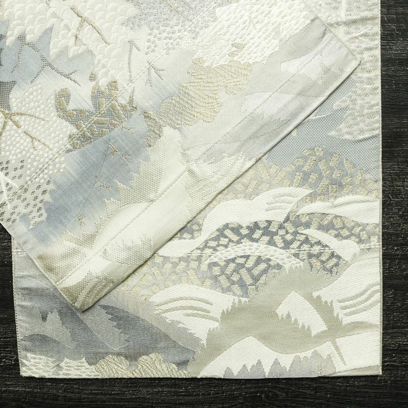 名古屋帯 六通柄 正絹 風景柄 通し仕立て なごや帯 リサイクル帯 帯 多色使い_画像15