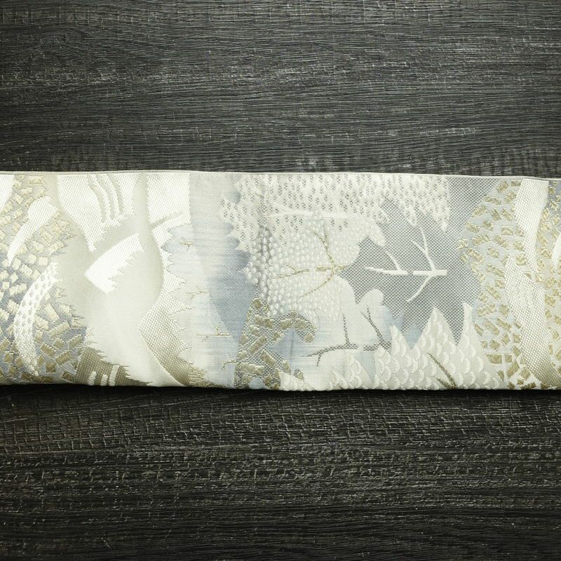 名古屋帯 六通柄 正絹 風景柄 通し仕立て なごや帯 リサイクル帯 帯 多色使い_画像17