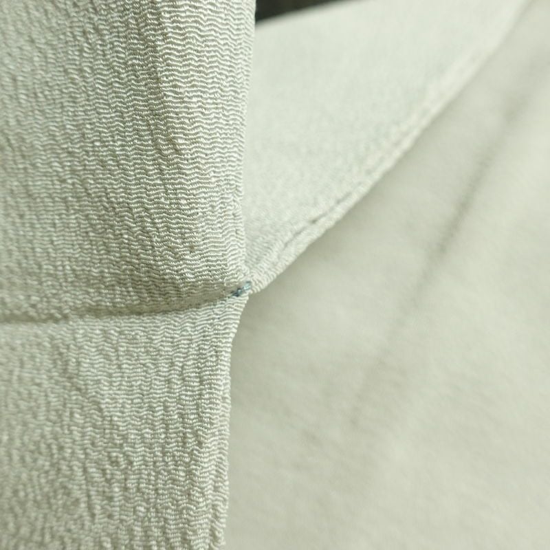 名古屋帯 太鼓柄 縮緬 正絹 木の葉・植物柄 名古屋仕立て なごや帯 リサイクル帯 帯 刺繍 銀糸 シンプル 上品 グレー_画像20