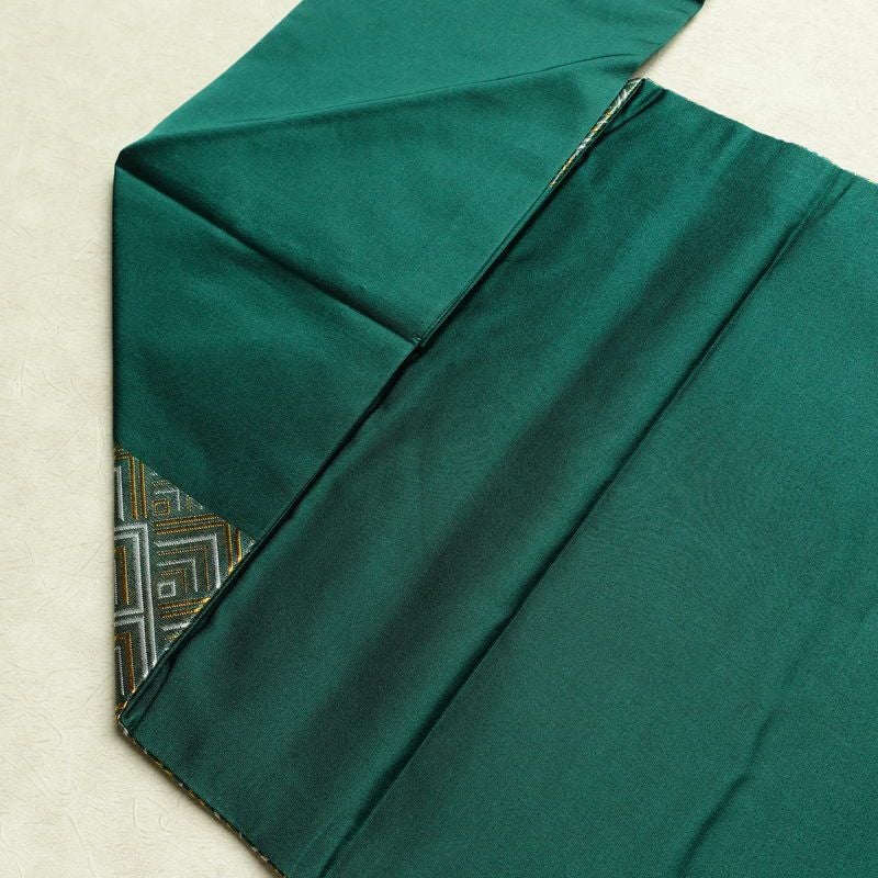 名古屋帯 太鼓柄 正絹 幾何学柄・抽象柄 名古屋仕立て なごや帯 リサイクル帯 帯 箔 緑・うぐいす色_画像19
