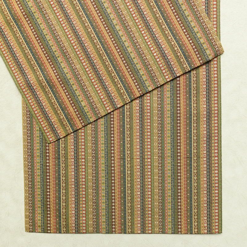 名古屋帯 全通柄 美品 正絹 縞柄・線柄 通し仕立て なごや帯 リサイクル帯 帯 カジュアル 多色使い_画像13