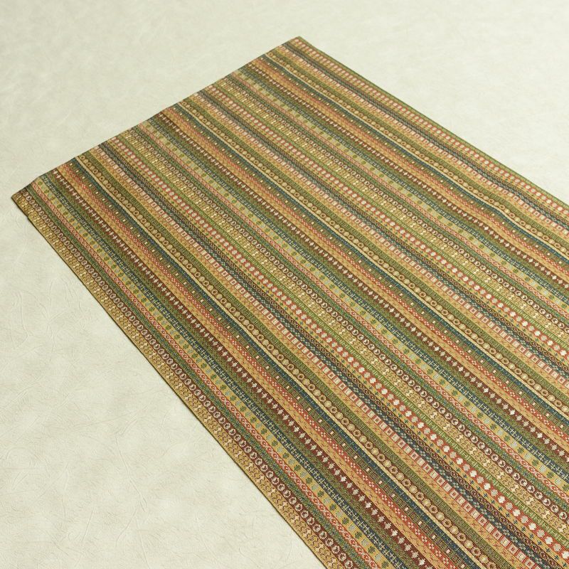名古屋帯 全通柄 美品 正絹 縞柄・線柄 通し仕立て なごや帯 リサイクル帯 帯 カジュアル 多色使い_画像16