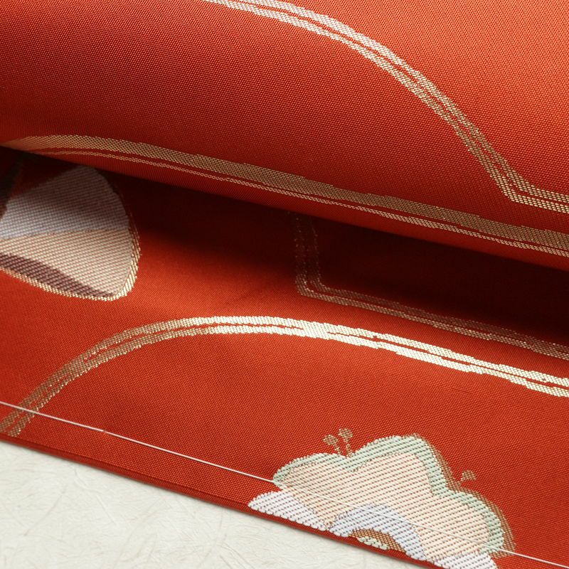 名古屋帯 六通柄 美品 正絹 名古屋仕立て なごや帯 リサイクル帯 帯 蝶 金糸 橙_画像8