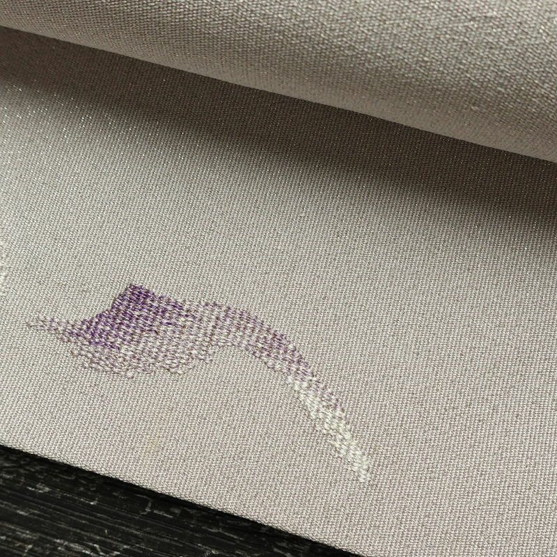 名古屋帯 太鼓柄 正絹 幾何学柄・抽象柄 通し仕立て なごや帯 リサイクル帯 帯 銀通し 紫・藤色_画像7