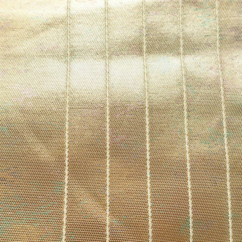 名古屋帯 太鼓柄 正絹 幾何学柄・抽象柄 名古屋仕立て なごや帯 リサイクル帯 帯 箔 ベージュ_画像4