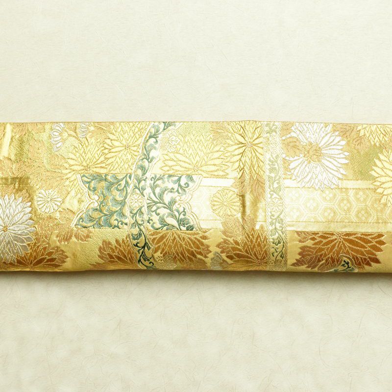 袋帯 六通柄 良品 フォーマル用 正絹 木の葉・植物柄 リサイクル帯 帯 箔 金糸 入学式 卒業式 結婚式 七五三 パーティー お宮参り フォーマル 華やか 金・銀_画像15