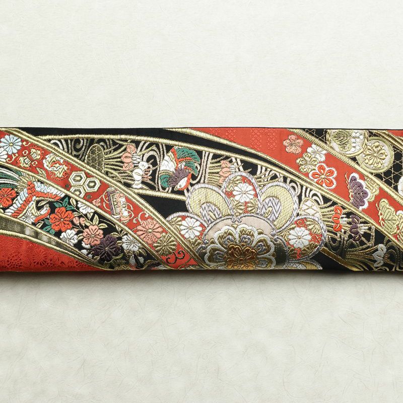 袋帯 六通柄 フォーマル用 正絹 古典柄 リサイクル帯 帯 箔 黒_画像12