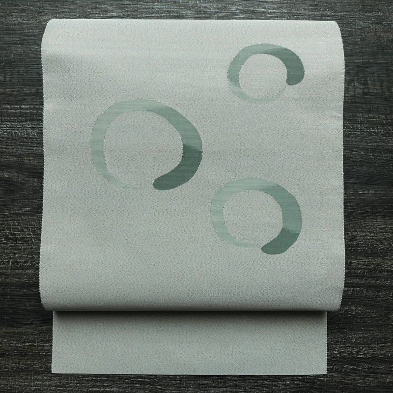 名古屋帯 太鼓柄 美品 正絹 古典柄 松葉仕立て なごや帯 リサイクル帯 帯 金糸 シンプル グレー_画像1