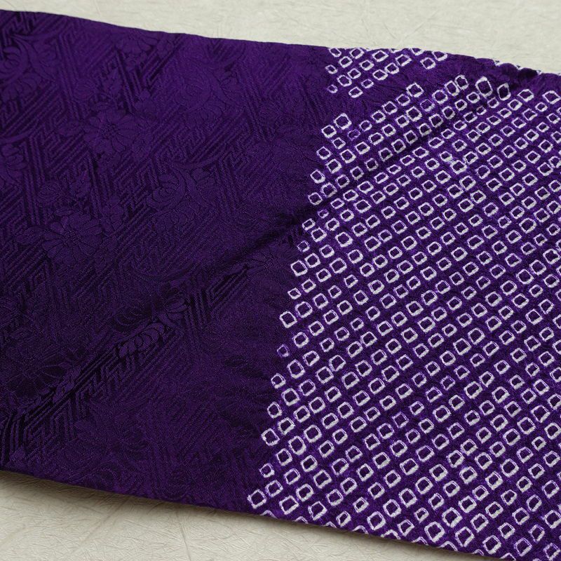 名古屋帯 太鼓柄 絞り 綸子 正絹 古典柄 名古屋仕立て なごや帯 リサイクル帯 帯 紫・藤色_画像16