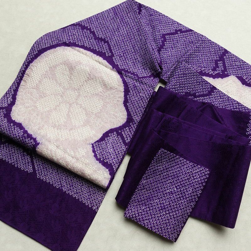 名古屋帯 太鼓柄 絞り 綸子 正絹 古典柄 名古屋仕立て なごや帯 リサイクル帯 帯 紫・藤色_画像18