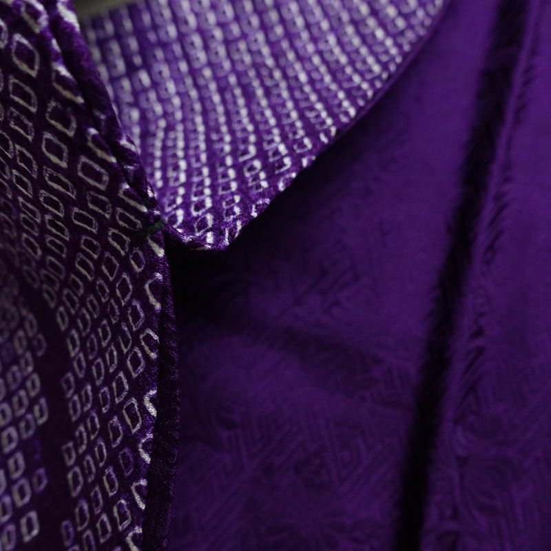 名古屋帯 太鼓柄 絞り 綸子 正絹 古典柄 名古屋仕立て なごや帯 リサイクル帯 帯 紫・藤色_画像20