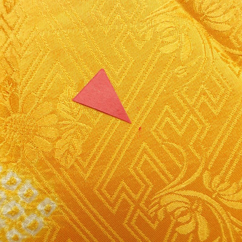 名古屋帯 太鼓柄 絞り 綸子 正絹 古典柄 名古屋仕立て なごや帯 リサイクル帯 帯 黄・黄土色_画像15
