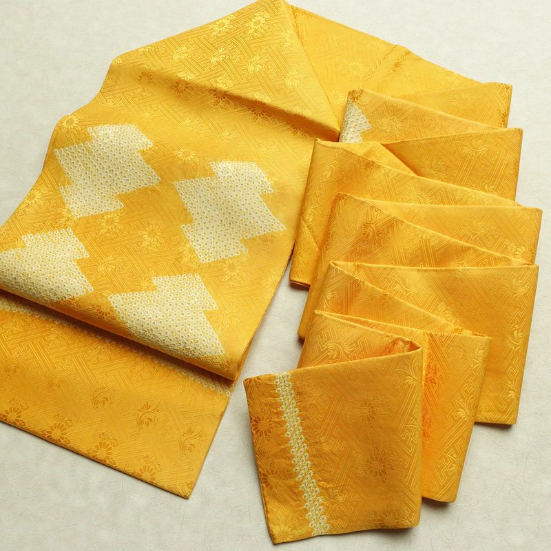 名古屋帯 太鼓柄 絞り 綸子 正絹 古典柄 名古屋仕立て なごや帯 リサイクル帯 帯 黄・黄土色_画像18