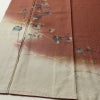 付け下げ 美品 落款入り しつけ糸付き 正絹 木の葉・植物柄 袷仕立て 身丈160.5cm 裄丈66.5cm リサイクル着物 着物 箔 茶_画像4