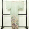 訪問着 美品 絞り 辻が花 一つ紋付き 伊達衿付き 正絹 花柄 袷仕立て 身丈162.5cm 裄丈68.5cm リサイクル着物 着物 入学式 卒業式 七五三 パーティー お宮参り フォーマル 青・紺_画像2