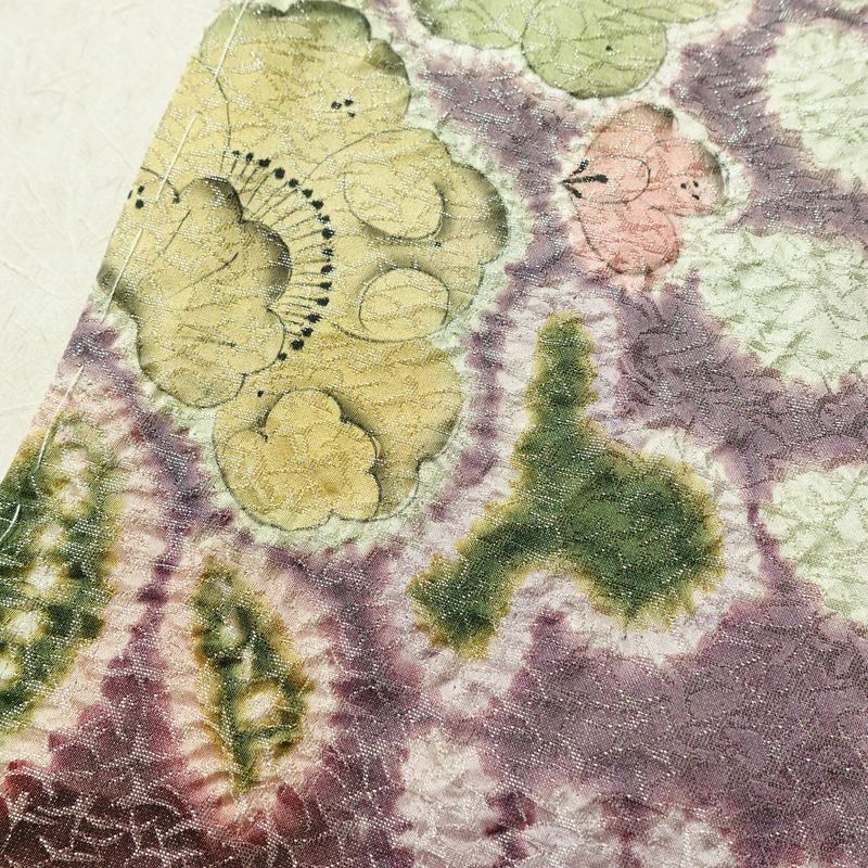 訪問着 美品 絞り 辻が花 一つ紋付き 伊達衿付き 正絹 花柄 袷仕立て 身丈162.5cm 裄丈68.5cm リサイクル着物 着物 入学式 卒業式 七五三 パーティー お宮参り フォーマル 青・紺_画像9