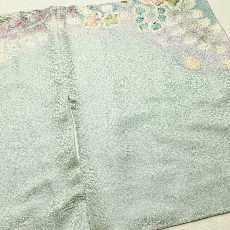 訪問着 美品 絞り 辻が花 一つ紋付き 伊達衿付き 正絹 花柄 袷仕立て 身丈162.5cm 裄丈68.5cm リサイクル着物 着物 入学式 卒業式 七五三 パーティー お宮参り フォーマル 青・紺_画像13