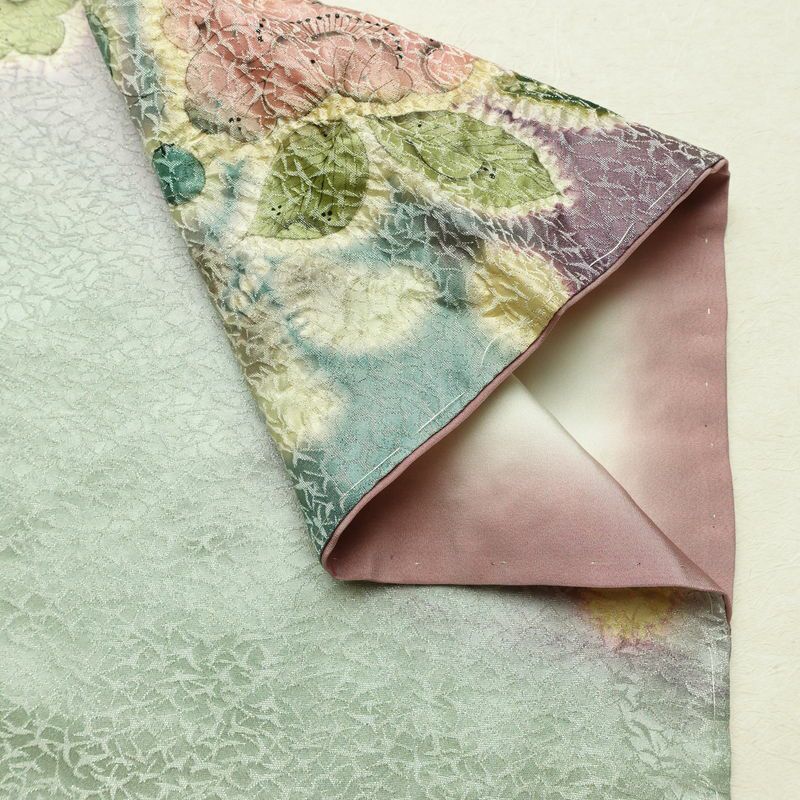 訪問着 美品 絞り 辻が花 一つ紋付き 伊達衿付き 正絹 花柄 袷仕立て 身丈162.5cm 裄丈68.5cm リサイクル着物 着物 入学式 卒業式 七五三 パーティー お宮参り フォーマル 青・紺_画像14