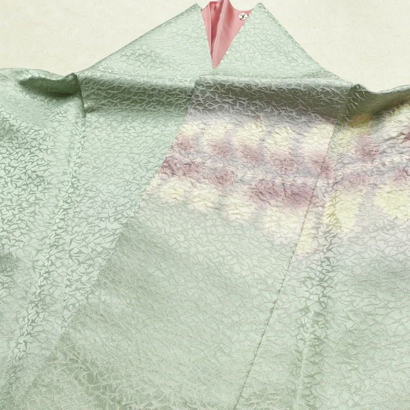 訪問着 美品 絞り 辻が花 一つ紋付き 伊達衿付き 正絹 花柄 袷仕立て 身丈162.5cm 裄丈68.5cm リサイクル着物 着物 入学式 卒業式 七五三 パーティー お宮参り フォーマル 青・紺_画像16